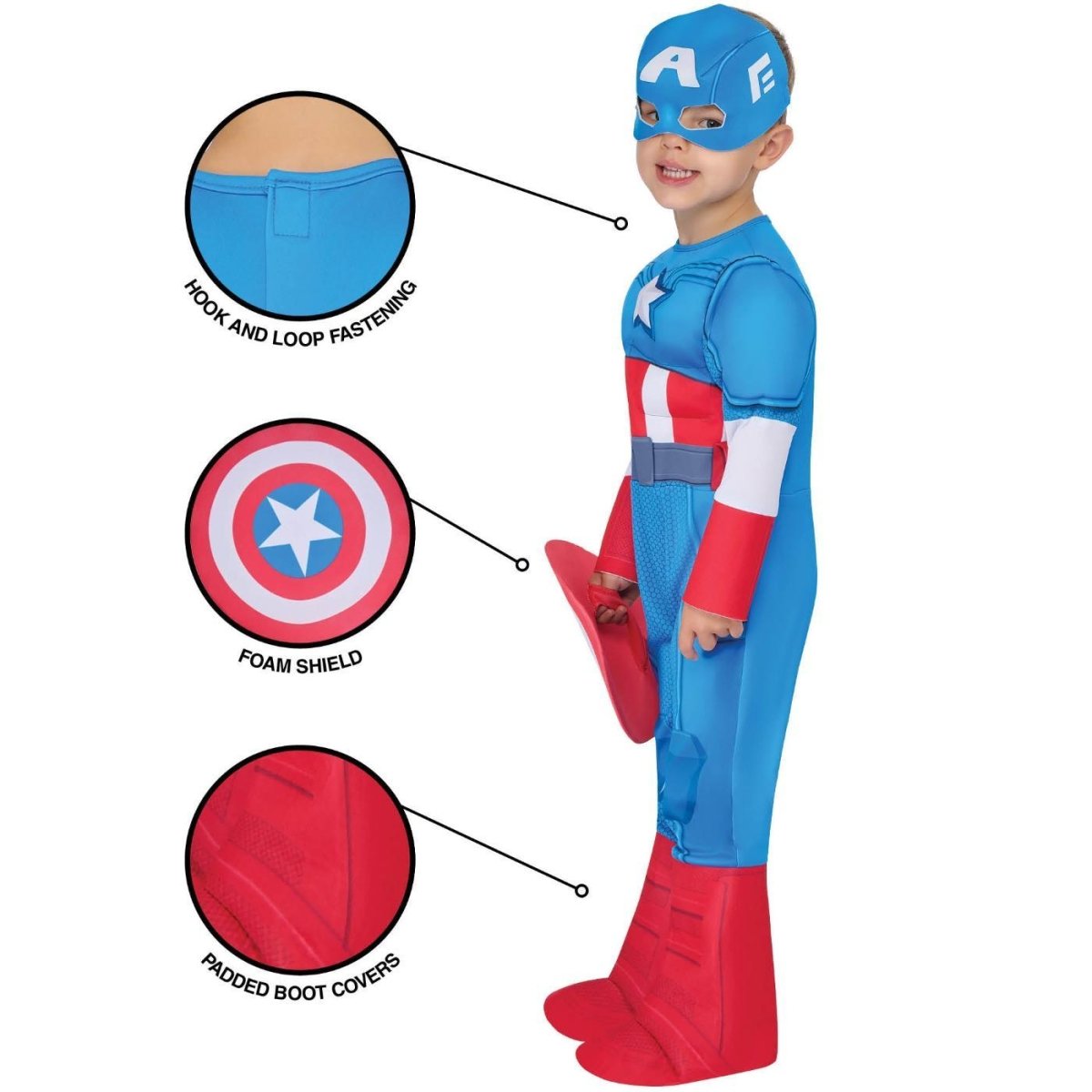 Rubies - Captain America Deluxe Costume - Boys - Fancy Dress Central