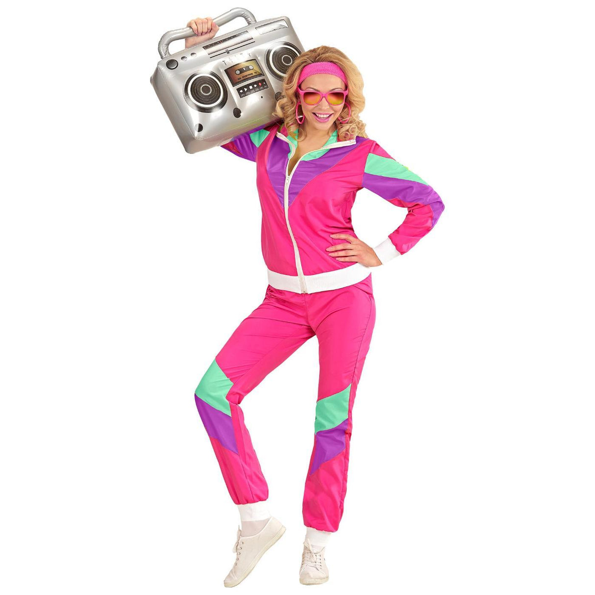 80s Shell Suit Costume (Pink/Green/Purple) - Adult