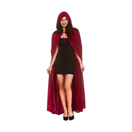 Wicked Costumes - Hooded Velvet Cloak (Red) - Adult - Fancy Dress Central