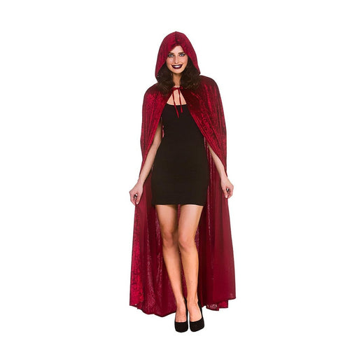 Wicked Costumes - Hooded Velvet Cloak (Red) - Adult - Fancy Dress Central