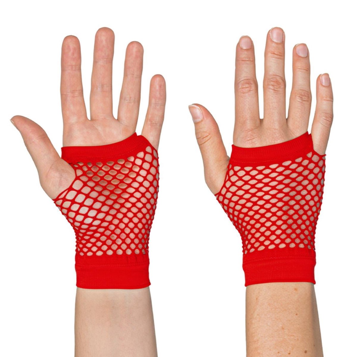 Boland - Short Mesh Fingerless Gloves (Red) - Adult - Fancy Dress Central
