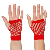 Boland - Short Mesh Fingerless Gloves (Red) - Adult - Fancy Dress Central