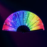 Boland - XL Rave Hand Fan (Rainbow Vibe) - Adult - Fancy Dress Central