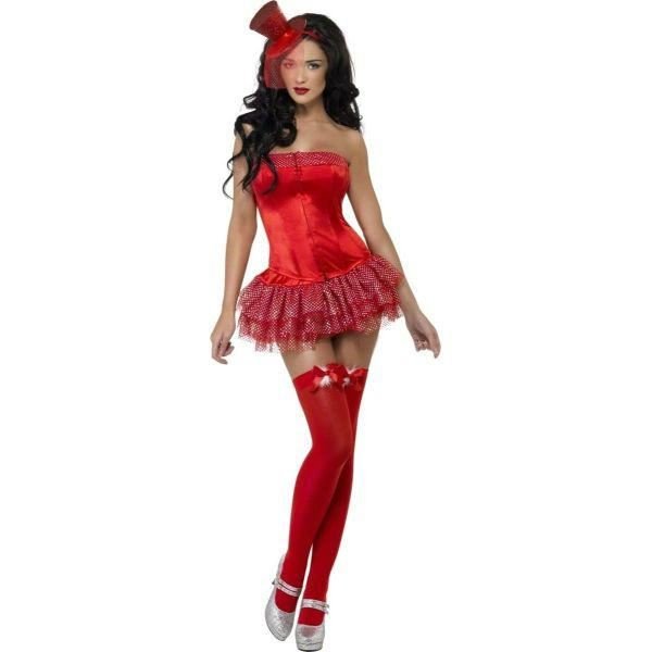 Smiffys - Red Burlesque Christmas Corset & Tutu - Women - Fancy Dress Central