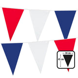 Boland - 10m Giant Coloured Triangular Bunting (Red/White/Blue) - Fancy Dress Central