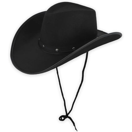 Henbrandt - Cowboy Hat with Stud Detail (Black) - Adult - Fancy Dress Central