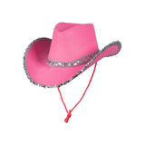 Sequin Texan Cowboy Hat (Hot Pink) - Adult