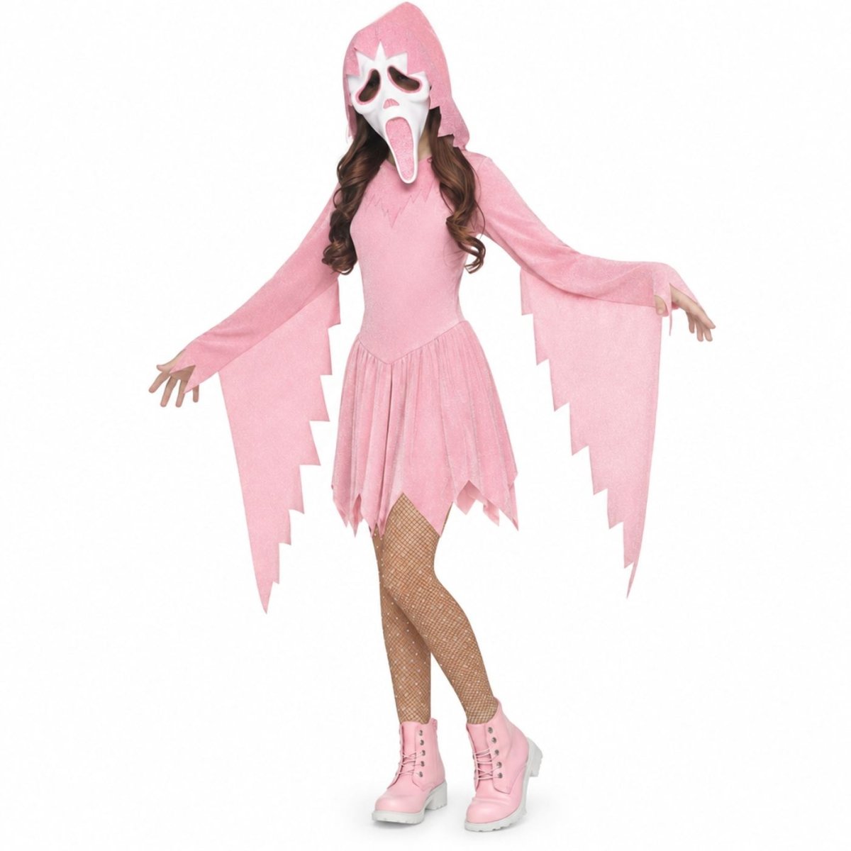 Wicked Costumes - Ghost Face Pastel Pink Sparkle Costume - Girls - Fancy Dress Central