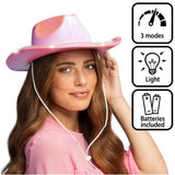Boland - Iridescent LED Cowboy Hat (Pink) - Women - Fancy Dress Central