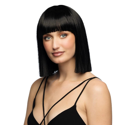 Fancy Dress Central - Bob Wig with Fringe (Black) - Adult - Fancy Dress Central