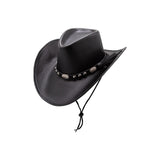 Faux Leather Texan Cowboy Hat (Black) - Adult