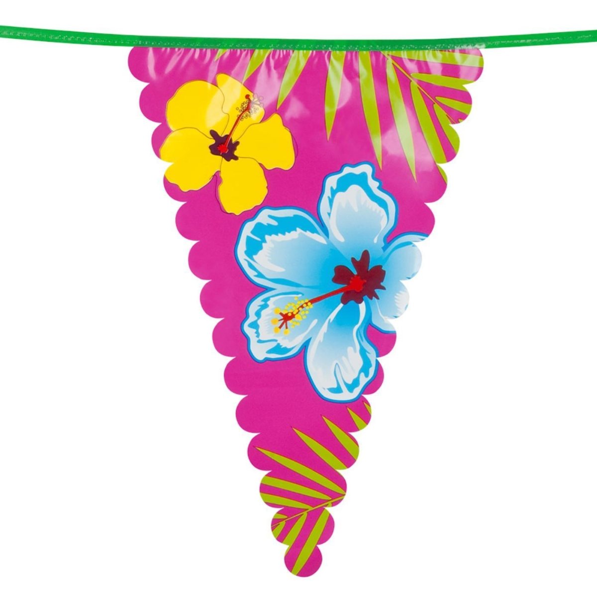 Boland - 6m Giant Hibiscus Hawaiian Triangular Bunting - Fancy Dress Central