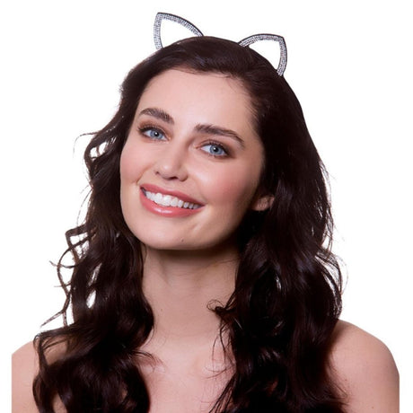 Wicked Costumes - Diamante Cat Ears on a Headband - Adult - Fancy Dress Central