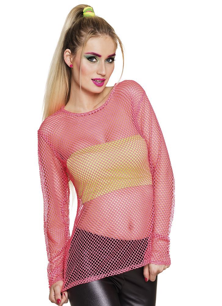 Neon Fishnet Top (Pink) - Women