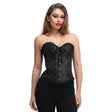 Wicked Costumes - Satin Patterned Corset (Black) - Women - Fancy Dress Central