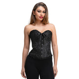 Wicked Costumes - Satin Patterned Corset (Black) - Women - Fancy Dress Central
