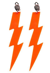 Wicked Costumes Ltd - 80s Lightning Earrings (Neon Orange) - Adult - Fancy Dress Central