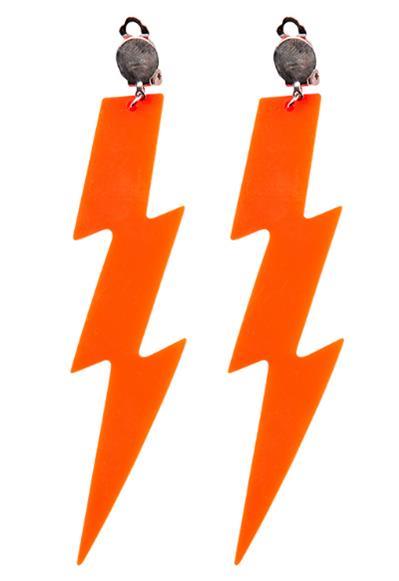 Wicked Costumes Ltd - 80s Lightning Earrings (Neon Orange) - Adult - Fancy Dress Central