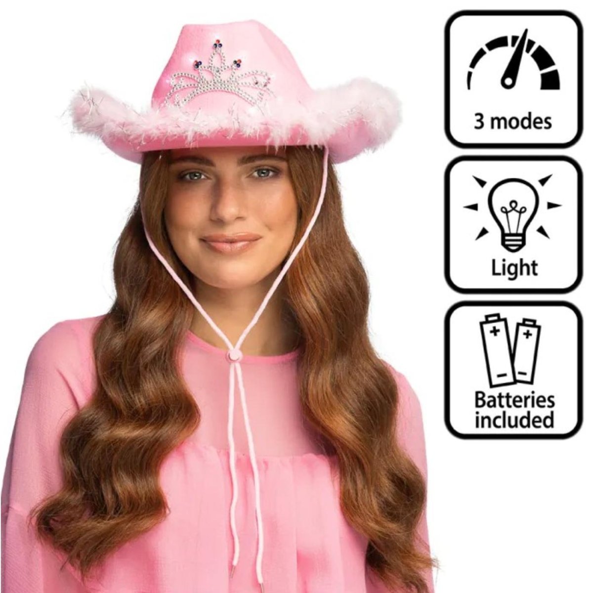Boland - Blush Bandit LED Cowboy Hat - Women - Fancy Dress Central
