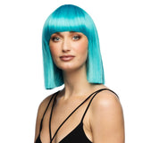Fancy Dress Central - Bob Wig with Fringe (Blue) - Adult - Fancy Dress Central