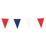 Boland - 10m Giant Coloured Triangular Bunting (Red/White/Blue) - Fancy Dress Central