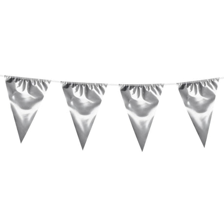 Boland - 10m Giant Foil Triangular Bunting (Silver) - Fancy Dress Central