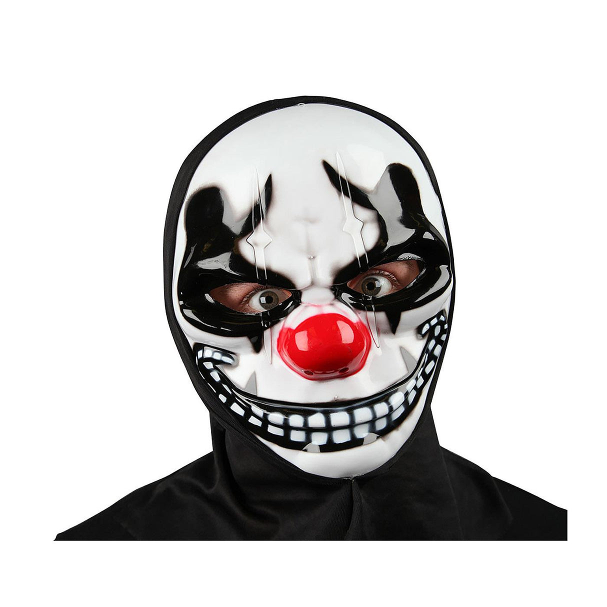 Freaky Grinning Clown Mask with Hood - Adult