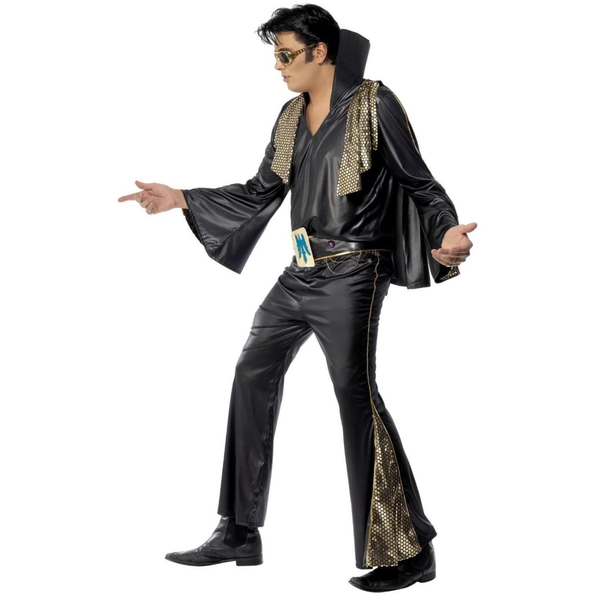 Smiffys - Elvis Costume (Black/Gold) - Men - Fancy Dress Central