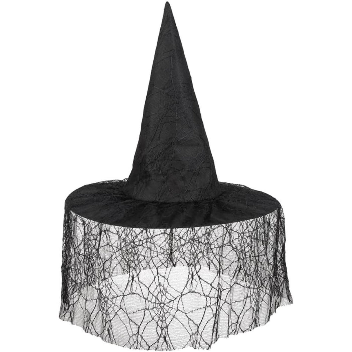 Seda Witch Hat with Lace Veil (Black) - Women