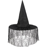 Seda Witch Hat with Lace Veil (Black) - Women