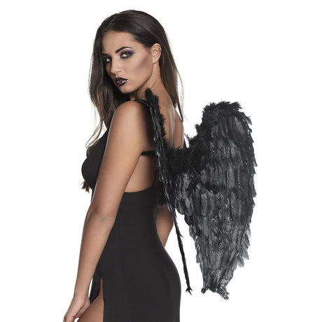 Boland - Angel Wings 65 x 65cm (Black) - Adult - Fancy Dress Central