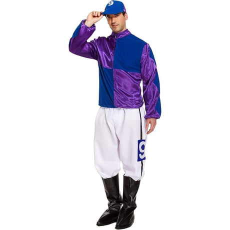 Henbrandt - Jockey Costume (Purple & Blue) - Men - Fancy Dress Central