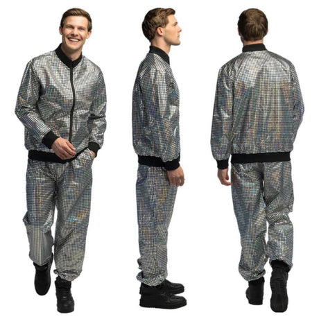 Boland - Disco Diamond Dude Shell Suit Costume (Silver) - Men - Fancy Dress Central