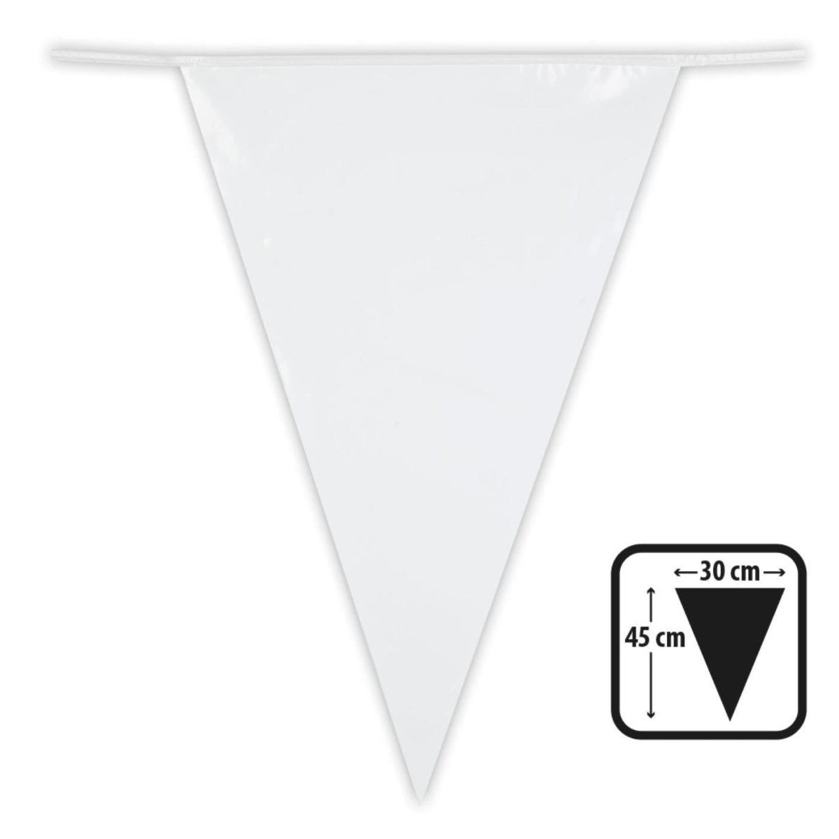 Boland - 10m Giant Coloured Triangular Bunting (White) - Fancy Dress Central