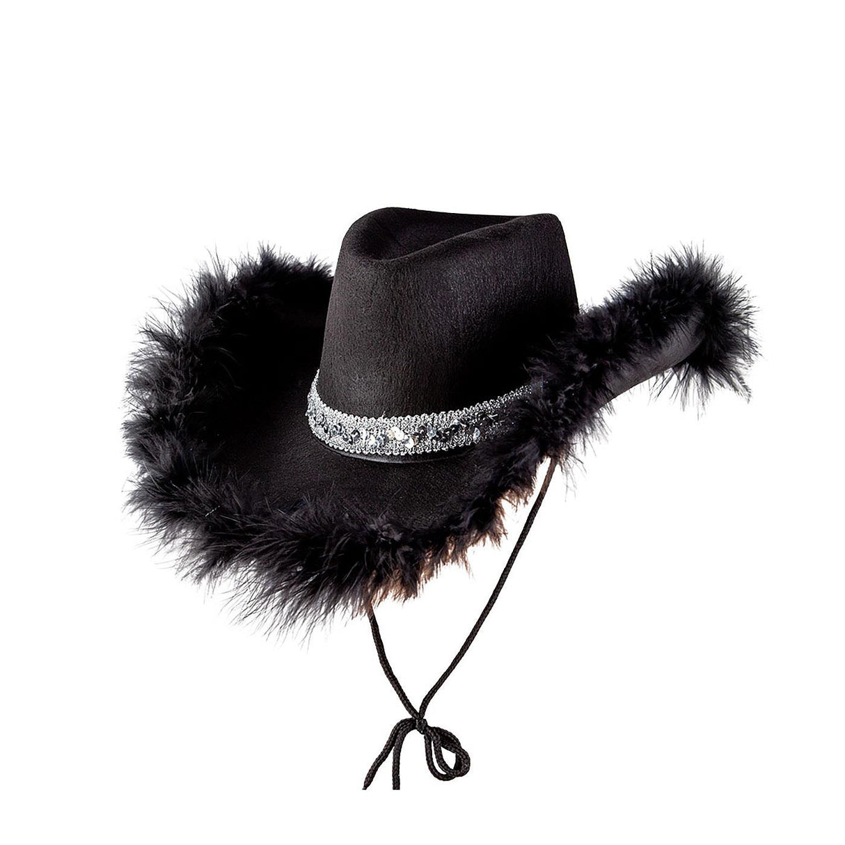 Sequins & Marabou Feather Texan Cowboy Hat - Adult