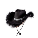 Sequins & Marabou Feather Texan Cowboy Hat - Adult