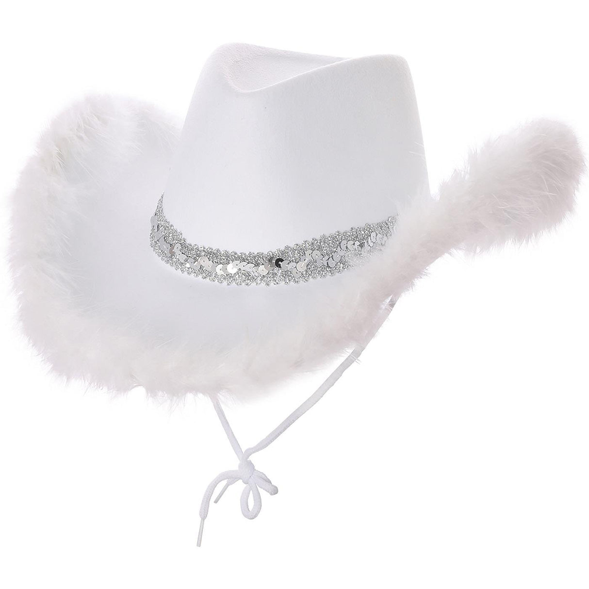 Sequins & Marabou Feather Texan Cowboy Hat - Adult
