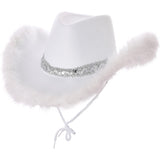 Sequins & Marabou Feather Texan Cowboy Hat - Adult