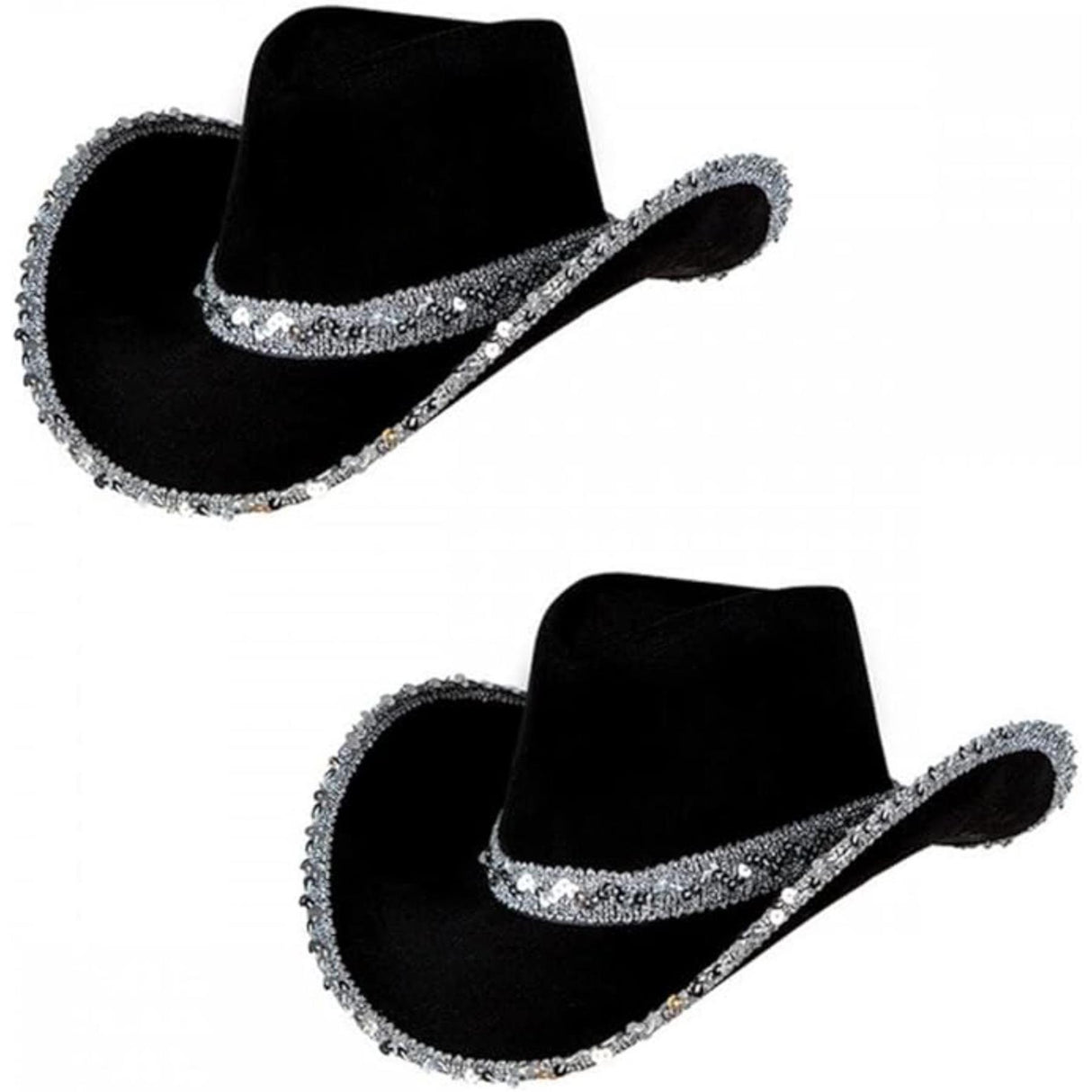 Black Texan Cowboy Hat with Sequins - Adult