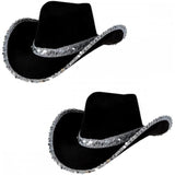 Black Texan Cowboy Hat with Sequins - Adult