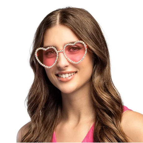 Boland - Diamond Heart Party Glasses (Pink) - Adult - Fancy Dress Central