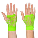 Boland - Short Mesh Fingerless Gloves (Neon Green) - Adult - Fancy Dress Central