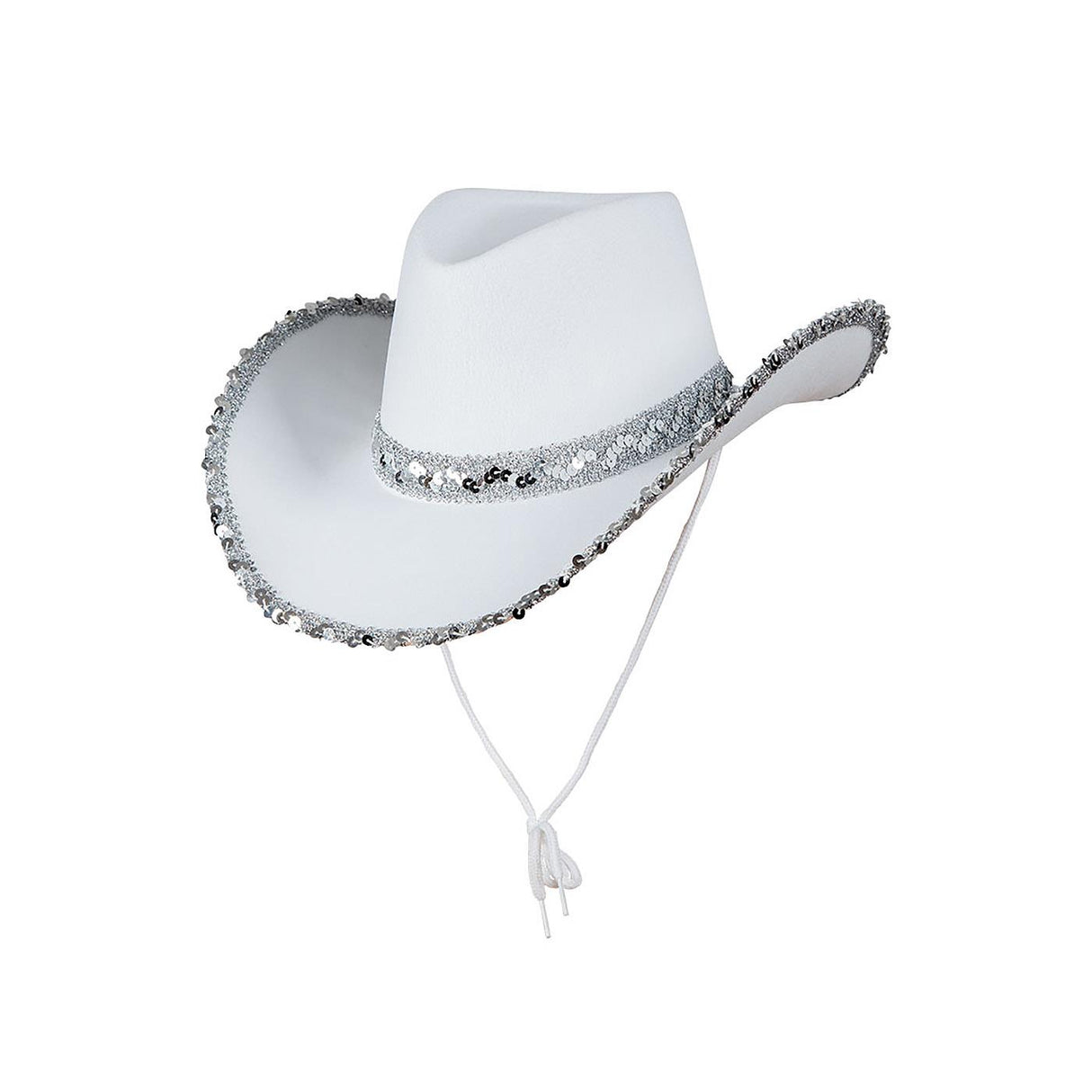 Sequin Texan Cowboy Hat (White) - Adult