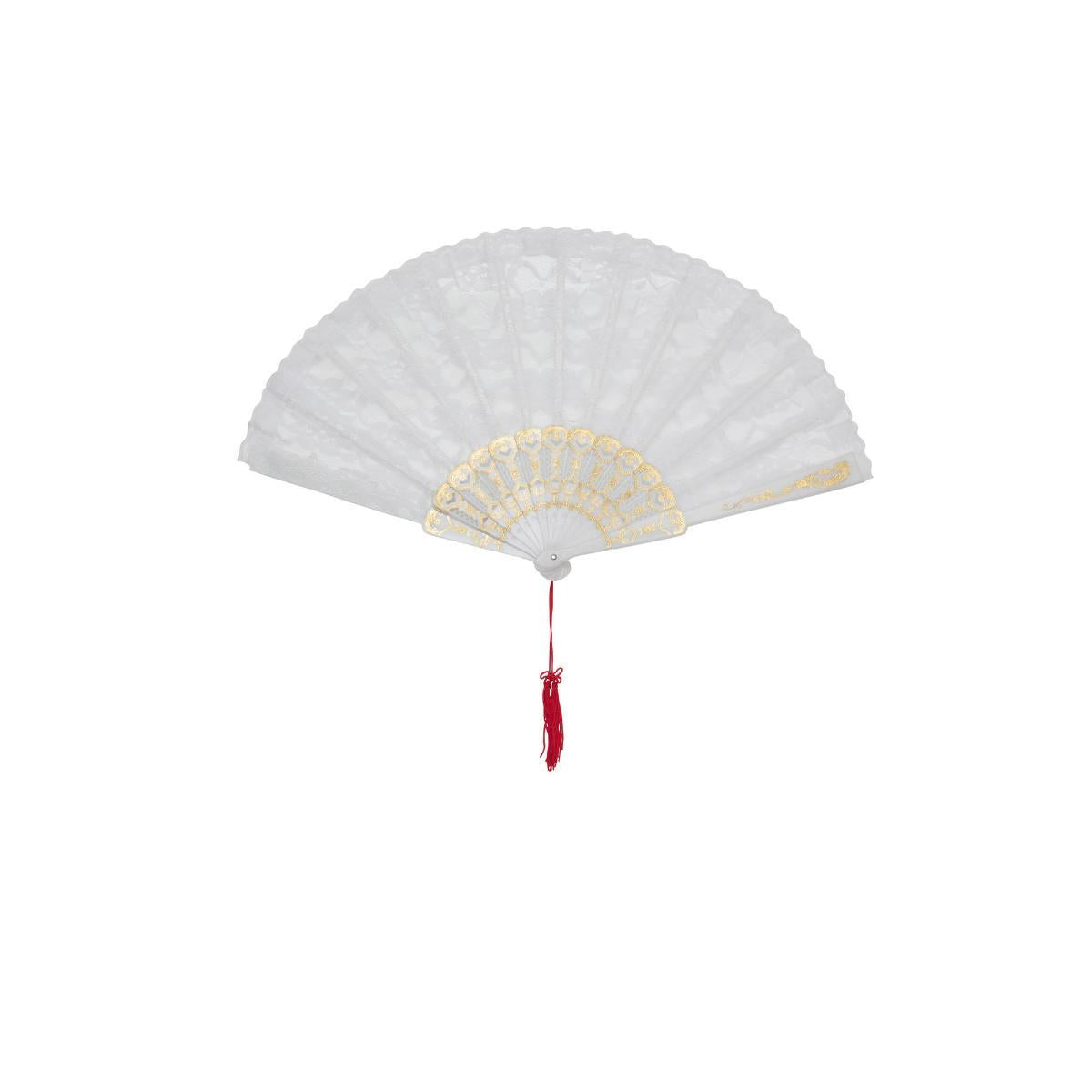 Spanish White Lace Hand Fan - Adult