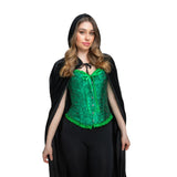 Wicked Costumes - Satin Patterned Corset (Green) - Women - Fancy Dress Central