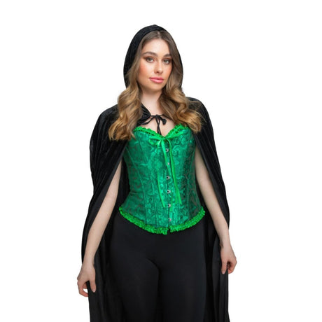 Wicked Costumes - Satin Patterned Corset (Green) - Women - Fancy Dress Central