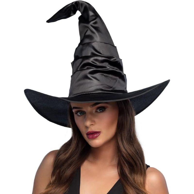 Black Satin Witch Hat - Women