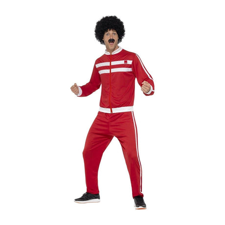 Smiffys - Red & White Scouser Tracksuit Costume - Men - Fancy Dress Central