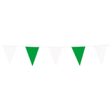 Boland - 10m Coloured Triangular Bunting (Green/White) - Fancy Dress Central