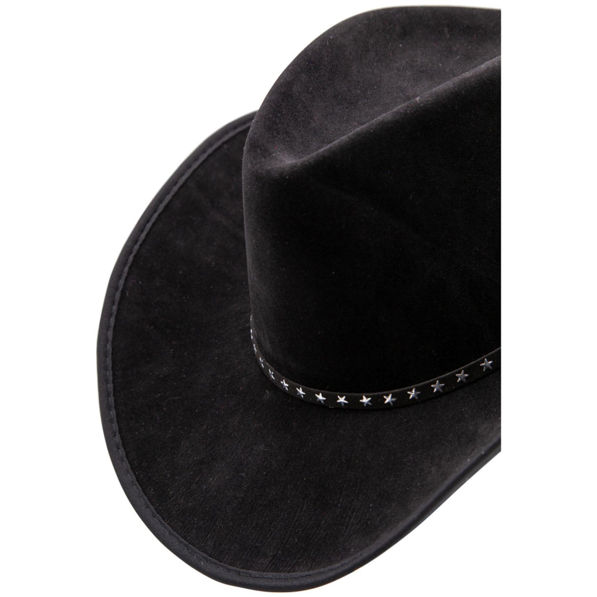 Suede Texan Cowboy Hat with Stars (Black) - Adult